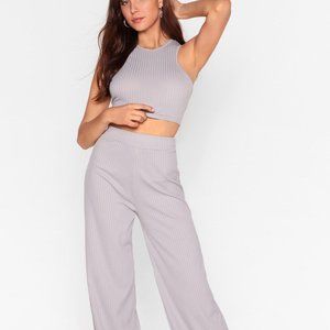 Nasty Gal Too And Wide-Leg Pants Set in Gray